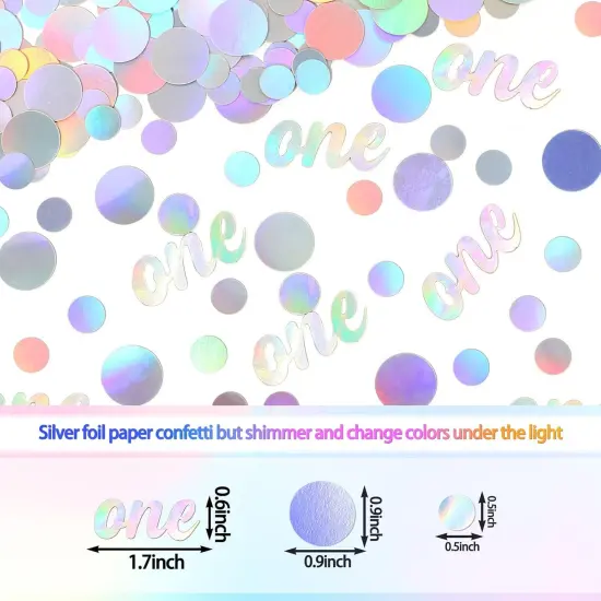 One Birthday Confetti Iridescent Baby First Birthday Decorations Circle Table Scatter Baby Shower The First Year Anniversary Party Table Decor Supplies 300PC {2}