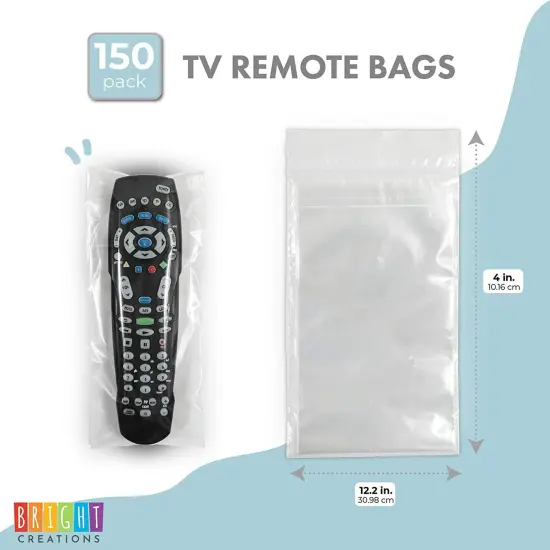 150 Pack Clear TV Remote Bags for AC, DVD Remotes (12.2x4 Inch) {2}