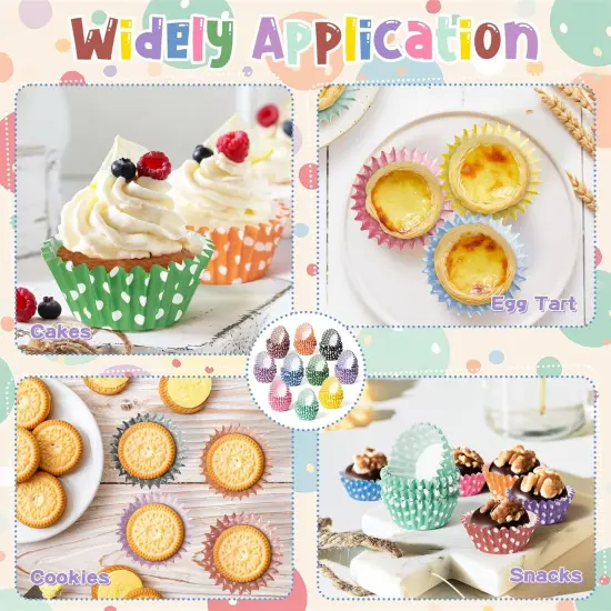 Mini Cupcake Liners Baking Cups - R HORSE 600Pcs Polka Dots Mini Size Cupcake Cups for Baking, Multi-color Disposable Cupcake Paper Baking Cups Cupcake Wrapper, Gift for Women Baking Cooking Lovers {5}