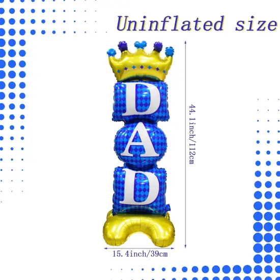 Fathers Day Standing Balloons for Party Decorations, 1Pcs Large Dad Balloon 44.1 Inch(H) x 15.4Inch(W) For Fathers Day Birthday Party Celebrations Decorations {2}