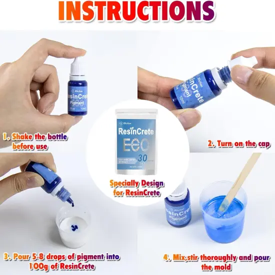 JDiction ResinCrete Pigment, 10 Color Highly Concentrated ResinCrete Dye for DIY Jewelry Making, Vivid Color Premium Quality Easy to Use for Paint, Craft-10ml Each {5}