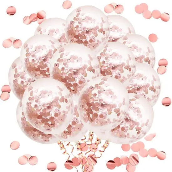 Rose Gold Confetti Latex Balloons, 50pcs 12 Inch Party Balloons {1}
