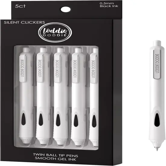 Retractable Gel Pens - 0.5mm Tip Gel Pens for Journaling, White Barrels, Silent Clicker, Smooth Writing, Quick-Dry Ink, Gel Pen Set {1}