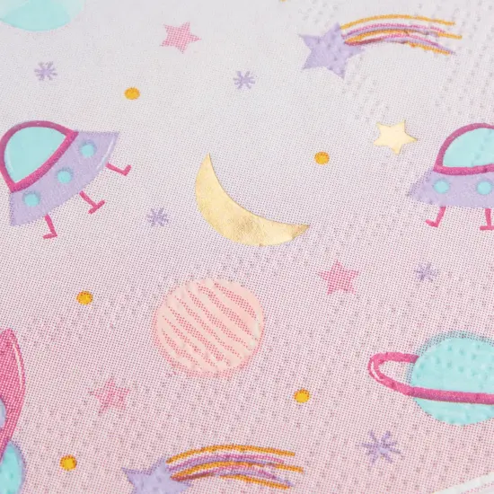50 Pack Galaxy Space Napkins for Girls Outer Space Birthday Party Supplies (Pink, 5 In) {3}