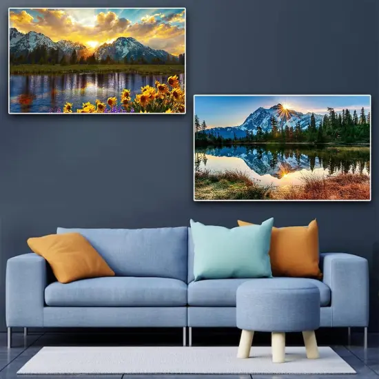 2 Pack Diamond Painting Kits，Large 5D DIY Sunset Diamond Painting Kits for Adults，DIY Full Drill Crystal Rhinestone Arts and Crafts，Mountain Gem Art Painting with Diamond Home Wall Decor (28X16inch) {5}