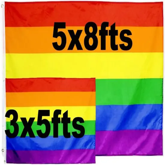 Giant Gay Pride Flag 5x8Fts - Huge Big Large Rainbow Flags Banner {2}