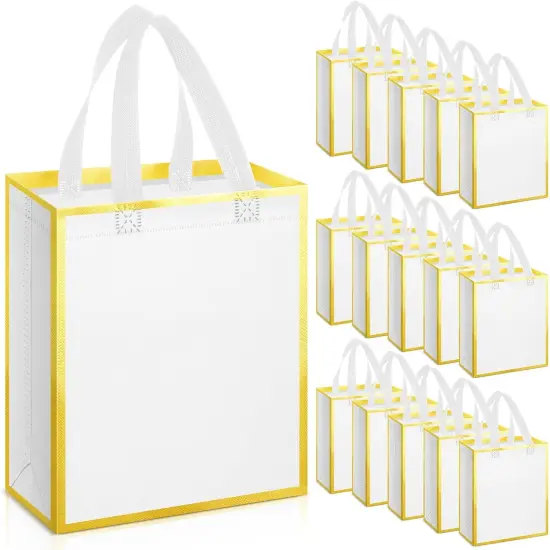 16 Pcs Reusable Gift Goodie Bags with Handles Non Woven Party Favor Shopping Tote Bags {1}