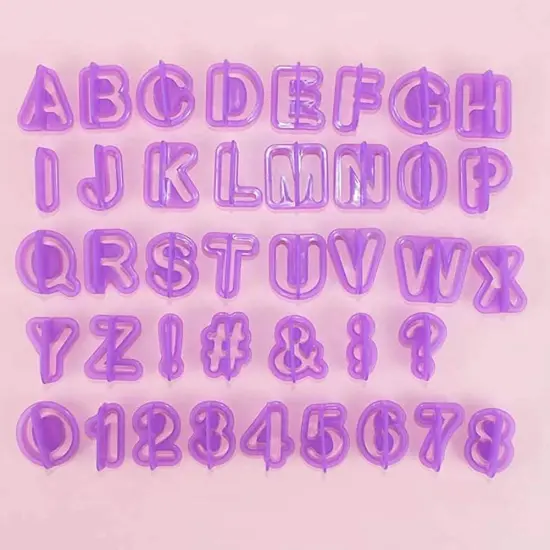 Alphabet Cookie Cutter Set Purple Plastic Letter & Number Icing Molds 40 Pieces {6}
