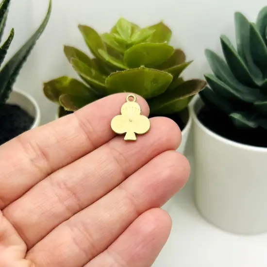 1, 4, 20 or 50 Pieces: Black Playing Card Club Charms {3}