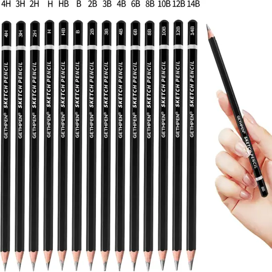 Professional Drawing Sketching Pencil Set - 14 Pieces Graphite Pencils(14B - 4H), Ideal for Drawing Art, Sketching, Shading, Artist Pencils for Beginners & Pro Artists {2}