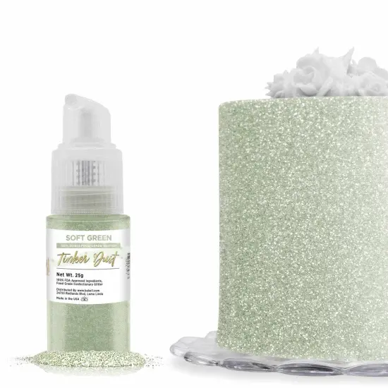 Bakell - Soft Green Tinker Dust Edible Glitter (25g, 1x Spray Pump) for Food, Desserts, and Beverages! {1}