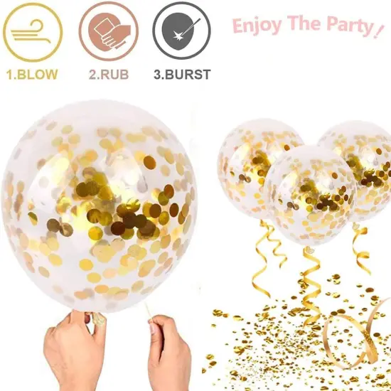 50pcs Gold Confetti Latex Balloons, 12 inch Gold Balloons with Golden Paper Dots for Graduation Wedding Birthday Baby Shower Party Decorations {3}