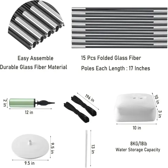 Improved Balloon Arch Kit, 10ft Wide & 9ft Tall Adjustable Balloon Arch Stand with Thicken Water Fillable Base, 50pcs Balloon Clip, Balloon Pump, Ground Nails for Wedding, Graduation, Birthday Party {5}