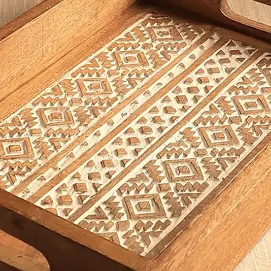 Handcrafted Mango Wood D&eacute;cor & Serving Keaton Tray - 18" x 12" x 2.5" {4}