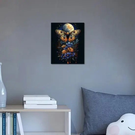 DIY Paint by Numbers Butterfly with Moon Stars Paint by Number for Adults Beginner with Paintbrushes Floral Moon Painting by Numbers Kits on Canvas Art Crafts, 16"x20"(Frameless) {2}