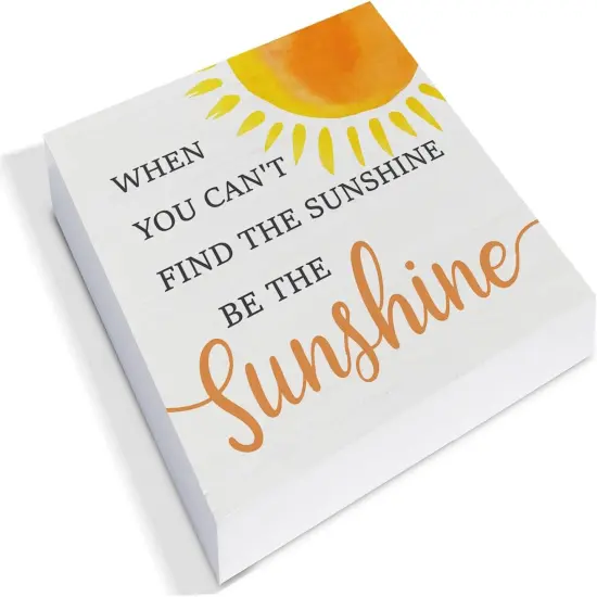 Country Sunshine Summer Tabletop Decor Desk Sign Summer Sunshine Quote Sun Wooden Box Block Sign {2}