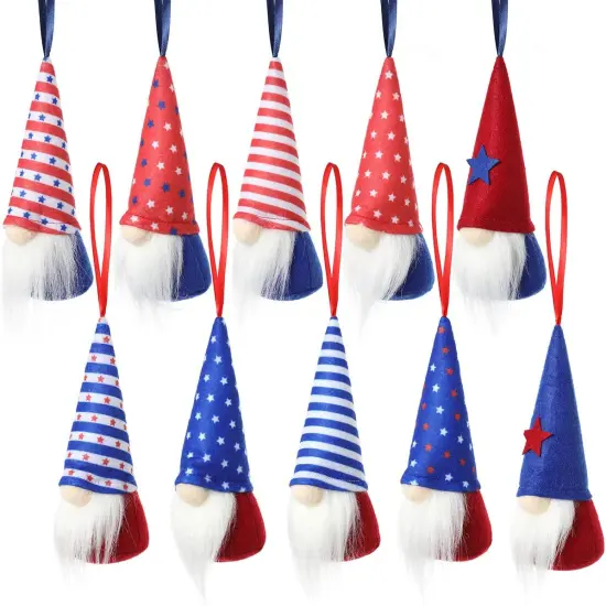 4th of July Gnome Independence Day Hanging Ornaments Set of 10 {2}