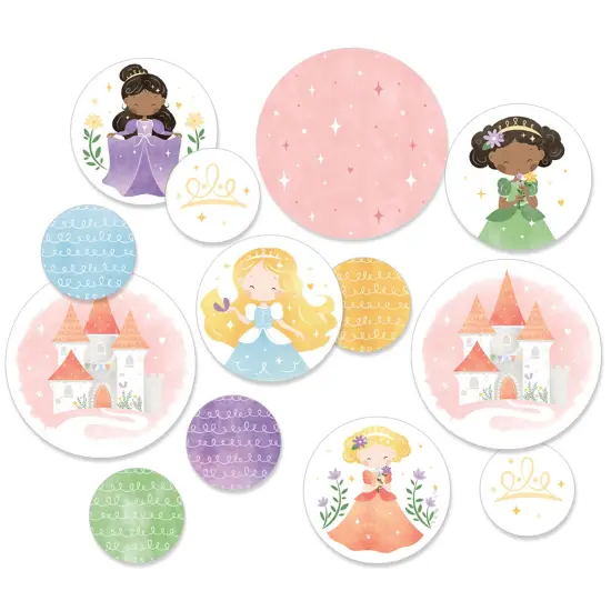 Big Dot of Happiness Princess Large Confetti, Princess Theme Birthday Party Table Decorations, Giant Circle Confetti - 27 Count {1}