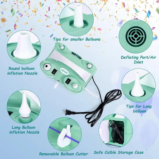 Air Pump for Inflatables and Balloon Electric Air Balloon Pump 600W for Latex 260Q Foil Balloons with Hose Extension Quick-Fill Inflator Deflator {5}