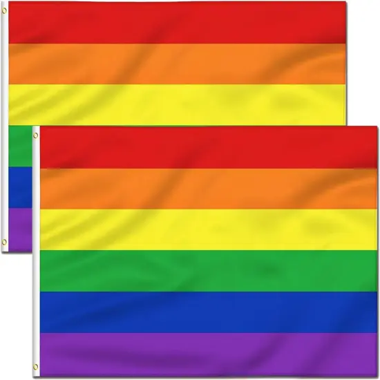 Pride Rainbow Flag 6 Stripes Proud flag LGBT Banners - Double Stitched - Two Brass Grommets 3 X 5 Ft - For indoor and Outdoor Use (2PACK) {1}