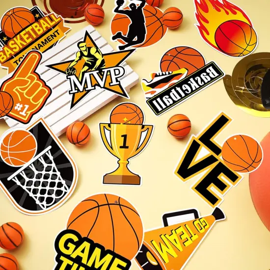 56 Pieces Basketball Party Decorations Hanging Swirls Basketball Decorations Paper Sports Party Decorations Cutouts Hanging Decors for Kids Boys Basketball Theme Birthday Party Supplies Favors {2}