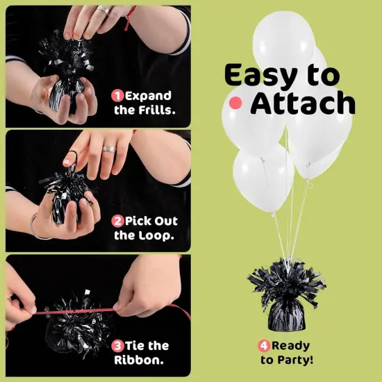 Black Balloon Weights, Heavy Balloon Weight Pack of 12 Metallic Foil Weights for Balloons, Birthday Party & Wedding Table Centerpiece Ballon Weight 4.8&rsquo;&rsquo; DIY Ballon Weights for Helium Balloons {5}