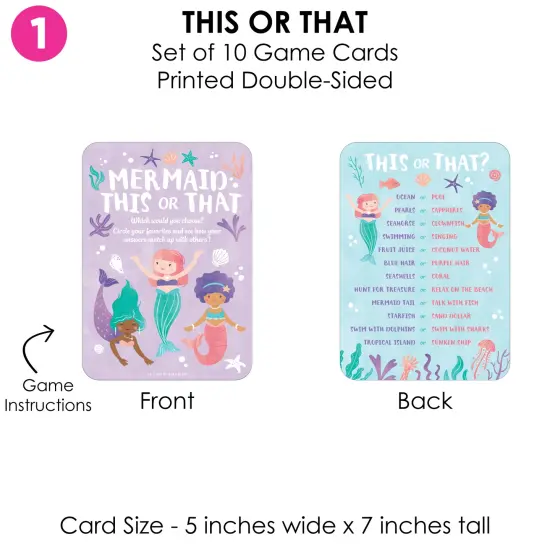 Big Dot of Happiness Mermaid Party Games Bundle Pack, Birthday Party Activities & Games for Girls, Mermaid Coloring Activity, 4 Games for 10 Guests {5}