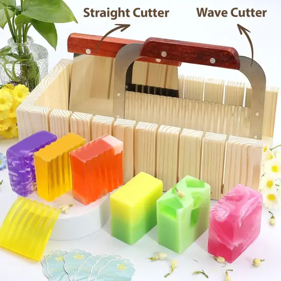 Soap Making Kit Supplies, Crafts Kits for Adults and Kids, DIY Beginners Kit Containing Silicone Mold, Soap Cutter and Shea Butter Base, Fragrances and Gift Cards {3}