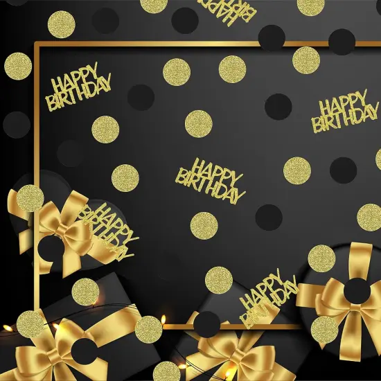 Happy Birthday Party Confetti for Table Glitter Black and Gold Birthday Table Confetti,Sprinkling Scatter Circle Dots Birthday Confetti Paper for Birthday Party Table Confetti Decorations (100 PCS) {2}