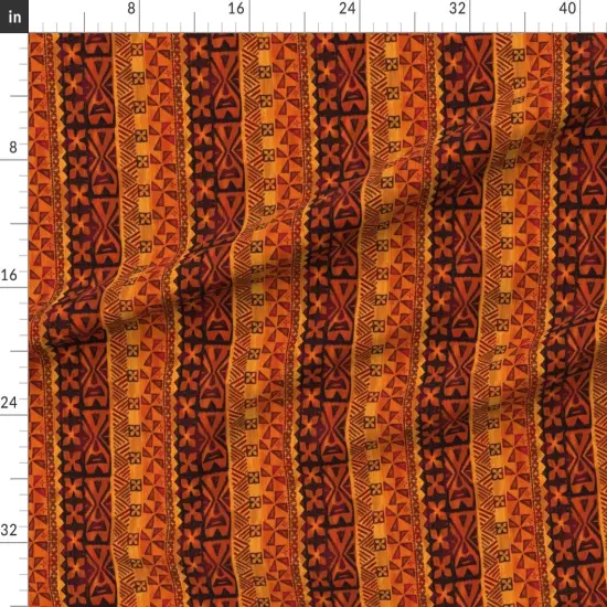 Various Fabrics by the Yard or Fat Quarter Tiki Hawaiian Tropical Orange Red Rust Vintage Polynesian Flower Custom Printed Fabric by Spoonflower {1}