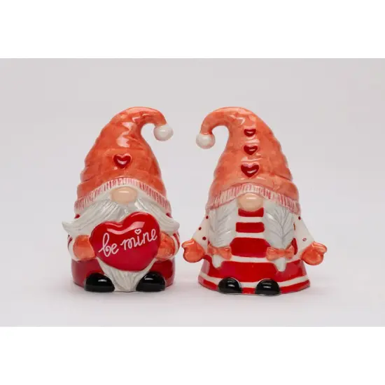 Ceramic Valentine Red Gnome Salt and Pepper Shakers, Fairy Garden Decor, Kitchen Decor, Valentines Decor, Gnome Collector Gift {2}