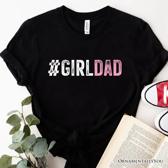 Hashtag Girl Dad T-Shirt, Black Minimalist Tee for Proud Daughter's Father {1}