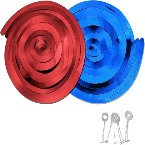 Pack of 24 Red and Blue Foil Ceiling Hanging Swirl Party Decoration {3}
