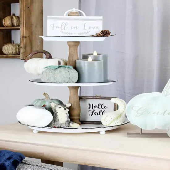 White Sweater Pumpkins 3ct Fall Thanksgiving Table Decor {4}