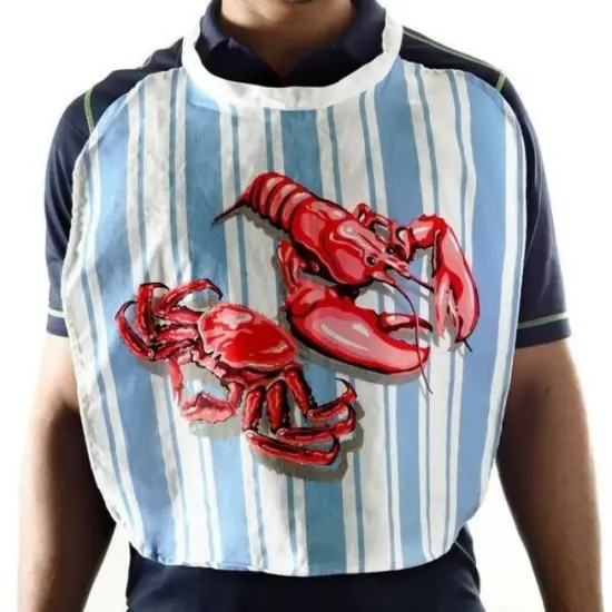 Norpro Adjustable Crab / Lobster Seafood Bibs 2 pk- Washable / Reusable Cotton {4}
