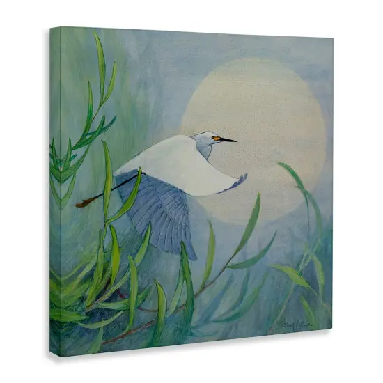 Stupell Industries Soaring Snowy Egret Canvas By Floy Zittin {3}