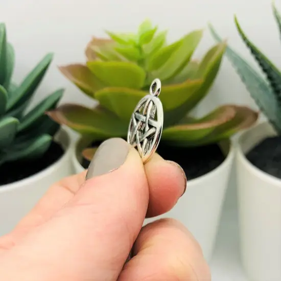 Silver Pentacle Pentagram Wiccan Charms, 20x17mm {3}