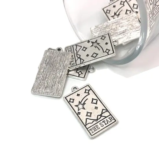 The Star Silver Tarot Card Fortune Teller Pendant, 28x15mm {1}