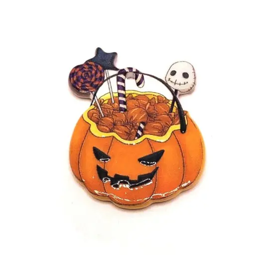 Halloween Pumpkin Candy Bowl Pendant, 28x36mm {2}