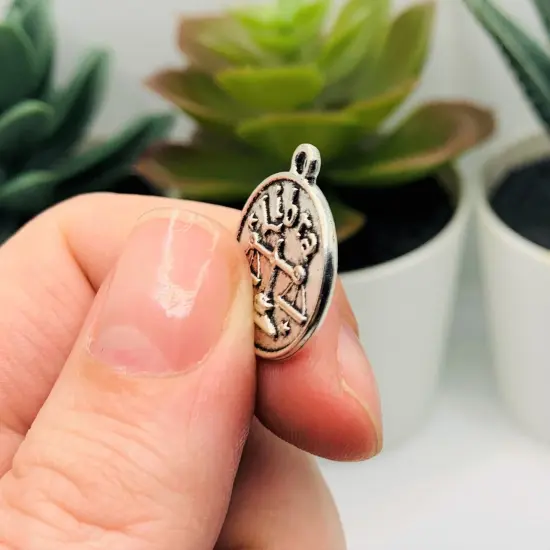 Silver Libra Zodiac/Astrology Coin Charms, 17x20mm {4}