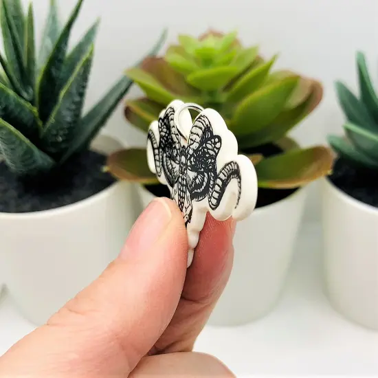 White and Black Ram Skull with Death's Head Moth Charms {3}