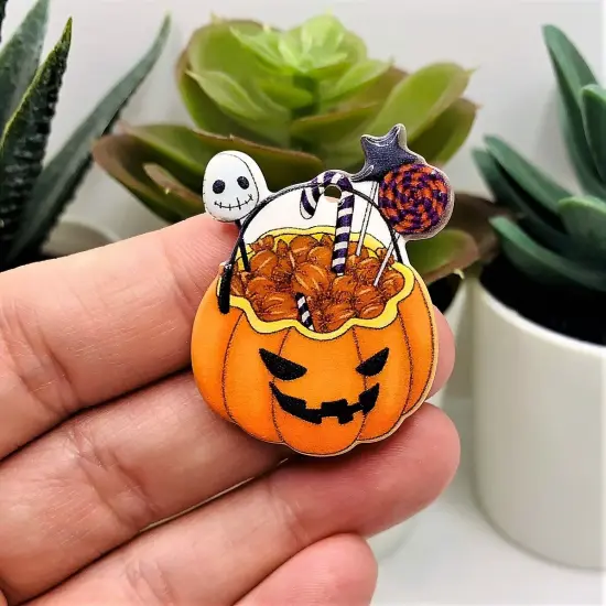 Halloween Pumpkin Candy Bowl Pendant, 28x36mm {4}