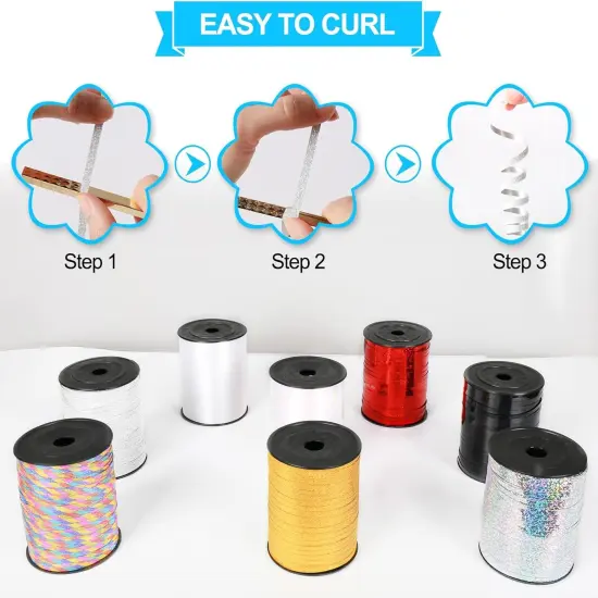 Silver Curling Ribbon, 500 Yard Christmas Glitter Curly Ribbon {5}