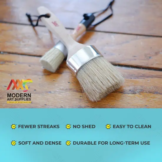 Chalk Wax Paint Brush 4PCs Set Including 3 Small for Furniture Painting and 1 Large Bristle Paint Brushes Set Compatible with Annie Sloan Paint, Fusion Mineral Paint {5}