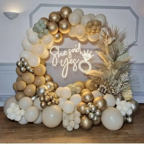 Sand White and Gold Balloon Arch Kit, White Nude Neutral Beige Metallic Gold Different Size Balloons for Boho Wedding Baby Bridal Shower Engagement Birthday Party Decorations Backdrop {5}