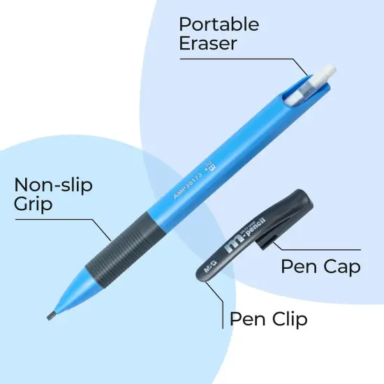 Mechanical Pencils Set 1.8mm, 2B Pencil Lead, 12 Pencils, School Supplies, Teacher Supplies, Drawing Pencils, Sketching Pencils, 12 Tube Lead Refill Set, 12 Erasers for Drafting Drawing Sketching {3}