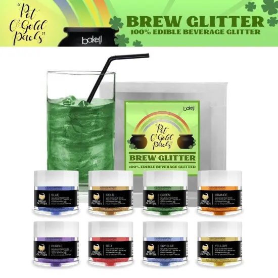 St. Patty's Day Pot O' Gold Collection Edible Glitter Brew Glitter Combo Pack B (8 PC SET) {1}