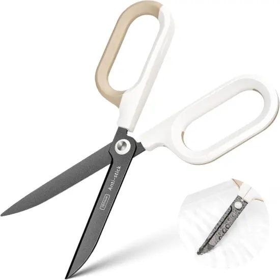 Titanium Non-Stick Scissors, Professional Stainless Steel Comfort Grip, All-Purpose, Straight Office Craft Scissors for DIY art and craft White {1}