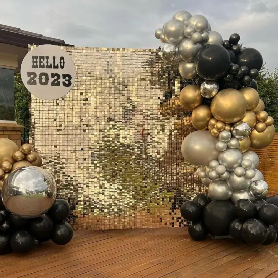 Black and Gold Balloons Latex Balloons, 60 Pcs 12 Inch Silver Gold Confetti Balloons with Ribbons for Birthday Graduation Black Gold Party Wedding Engagement Anniversary Festival Decoration {5}