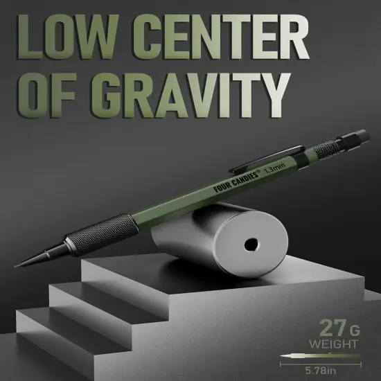 1.3mm Mechanical Pencil Set with 48 Lead Refill, 3PCS Metal Weatherproof Body Heavy Duty Carpenter Pencil, 3 Eraser, 12 Eraser Refill, for Outdoor Woodworking Drafting Marking with Case {5}